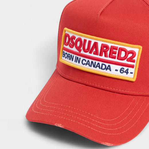 DSQUARED2 中性徽标贴片刺绣棉质棒球帽 红色 BCM0983 05C00001 5096 商品图4