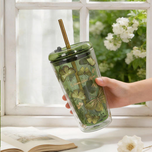 大英博物馆博物志系列蝴蝶翩翩双层玻璃吸管杯 商品图1