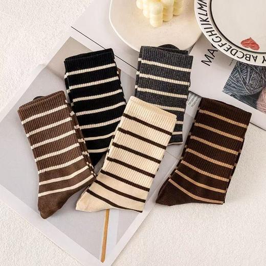 春节不打烊【软糯亲肤❗️舒适百搭】袜子美拉德女中筒中筒黑白条纹韩版百搭ins学院潮百搭运动长袜休闲。jd 商品图1