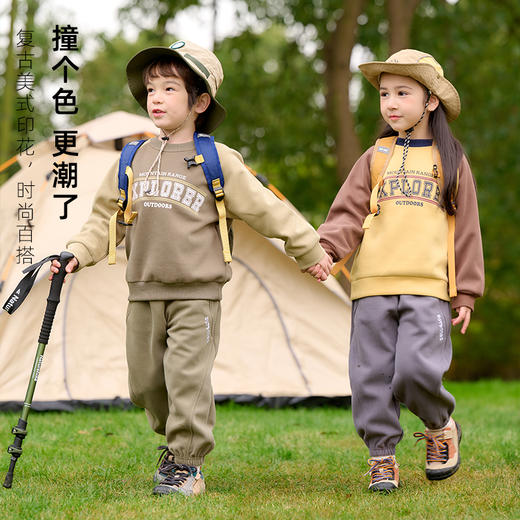 棉花堂2025年春款复古美式印花撞色针织圆领童装卫衣——F251024YX 商品图3