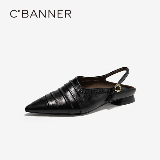 【静音系列】千百度薄底时装凉鞋女2026夏季新款褶皱羊皮平底凉鞋A26279396 商品图1