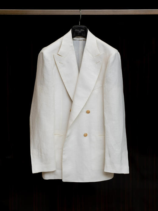 Cesare Attolini 白色人字纹亚麻双排扣 商品图5