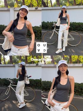 👚可拆卸胸垫弹力挂脖吊带背心