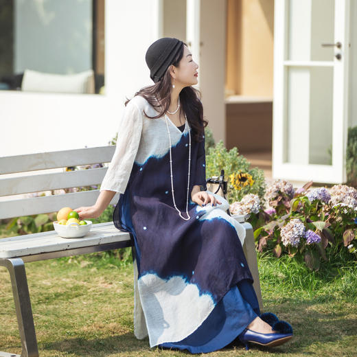 【林栖设计小店】植物染色|手工云绞丝麻百搭多色宽松开衩2026春新款衬衣1961025 商品图2