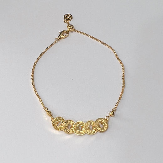 【宏艺珠宝】招财铜钱·银s925手链 商品图1