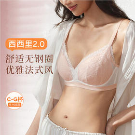 奶糖派西西里2.0法式无钢圈优雅舒适薄棉款甜美蕾丝内衣文胸送女友