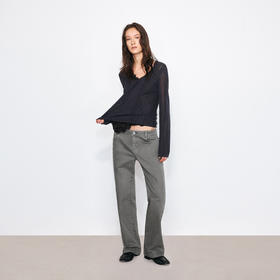 NUTHU领半透镂空特殊肌理长袖针织衫女（发货/预售时间同步天猫）