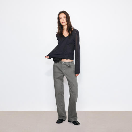 NUTHU领半透镂空特殊肌理长袖针织衫女（发货/预售时间同步天猫） 商品图0