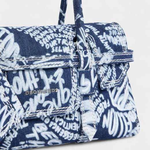 DSQUARED2 中性金属字母徽标Rebel牛仔手提包 混色 RebelsSDW0083 10108776 3096 商品图3