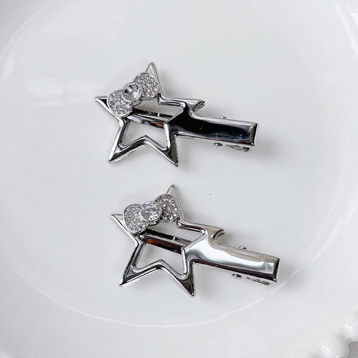 蝴蝶结星星银色对夹对装发夹-纪念日百货门店同款169447713 商品图4