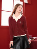 【百图lulu定制】【樱桃红了针织衫】假两件 衬衫式V领 显脸小 红色 套头衫 商品缩略图6