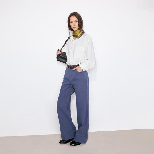 NUTH蓝色可翻折裤脚趣味印花直筒休闲裤女（发货/预售时间同步天猫） 商品图3