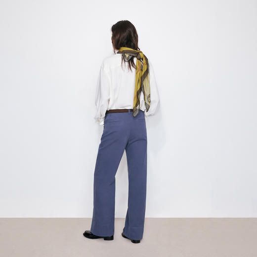 NUTH蓝色可翻折裤脚趣味印花直筒休闲裤女（发货/预售时间同步天猫） 商品图4