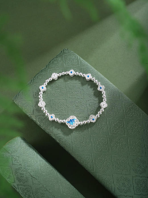 子佩集【轩畔玉兰】银S990手串手链【QFSL024】原创作品花丝珐琅彩玉兰莲2602 商品图8