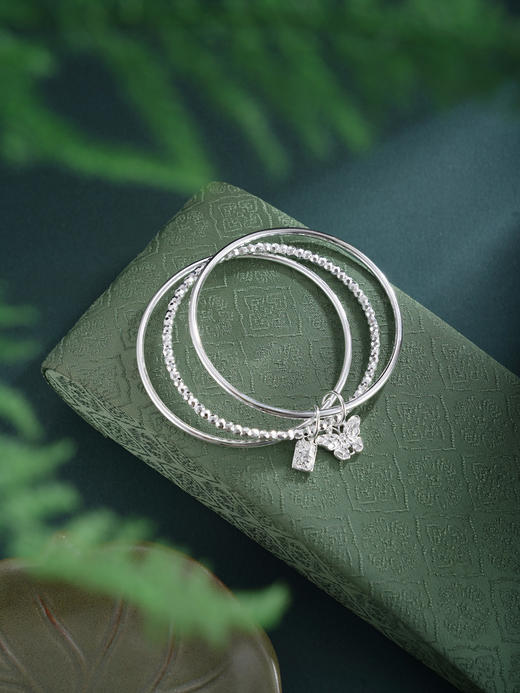 子佩集【福蝶使者】银S999手镯【WZ004320】三个圈切面珠蝴蝶福牌2602 商品图10