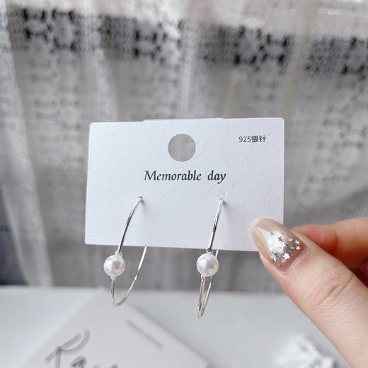 极简珍珠银针耳圈耳环纪念日百货门店同款164248934 商品图2