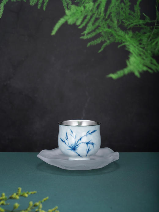 子佩集【时和岁稔】银S990摆件【TZYF048】茶具多规格四叶草牡丹竹子莲花茶杯2602 商品图2
