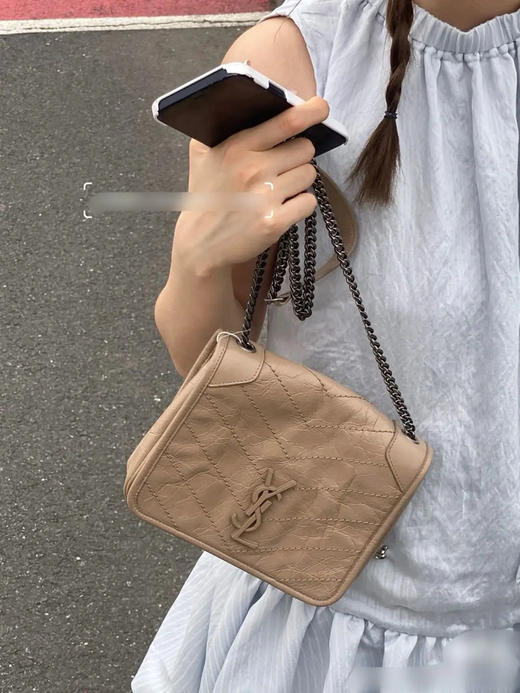 YSL Niki mini 奶茶色 牛皮 翻盖包 商品图1