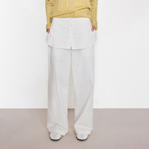 NUTH“衬衫摆”拼接假两件可束脚裙裤女 深藏青色/白灰条纹色（发货/预售时间同步天猫） 商品图2