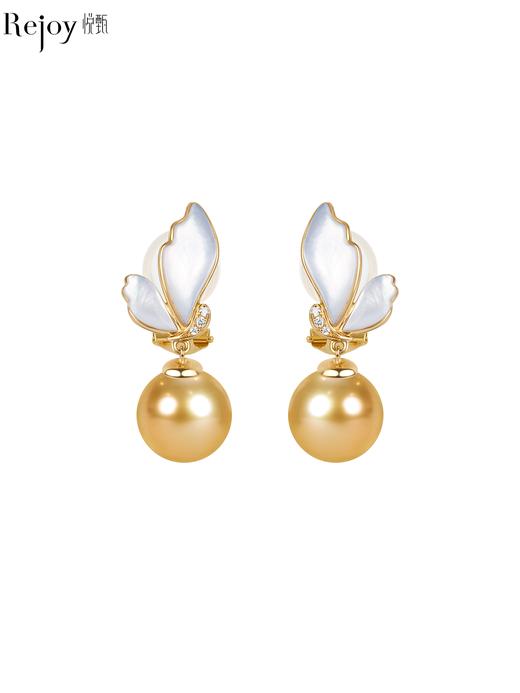 【天猫同款】悦甄  18K金贝母南洋金珠珍珠耳夹 蝶姿 商品图0