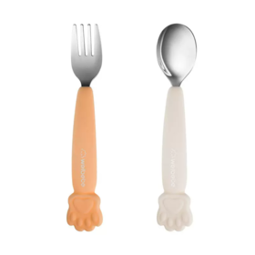 松下-儿童硅胶不锈钢辅食套装刀叉 桔色 

（适宜4个月—6岁）