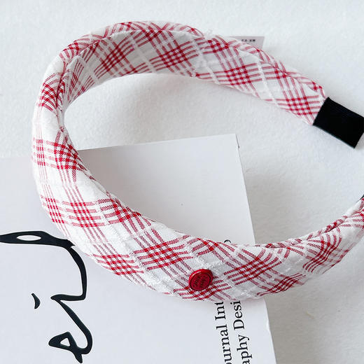 复古红格纹宽版发箍-纪念日百货门店同款169261134 商品图4