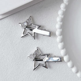 蝴蝶结星星银色对夹对装发夹-纪念日百货门店同款169447713