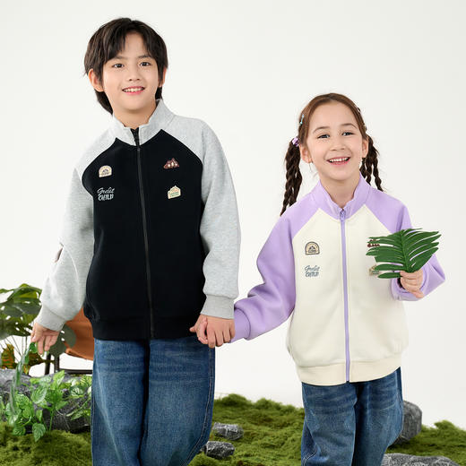 【10A抗菌】棉花堂春款撞色插肩针织立领童装外套- FD61053 商品图5