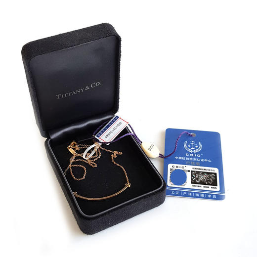 【95新】Tiffany & Co.蒂芙尼Tiffany T 系列小号玫瑰金笑脸Smile项链 链长约46cm女士120226AK34 商品图1