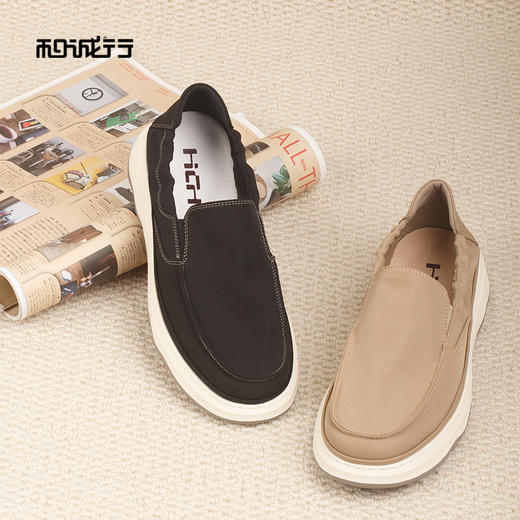 和诚行2026春季新款百搭舒适复古轻便一脚蹬男式休闲鞋0551282 商品图2