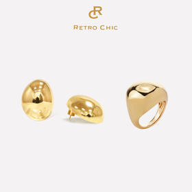 Mordern Art 现代艺术时期 | 星月圆形金/银色耳环+戒指套装