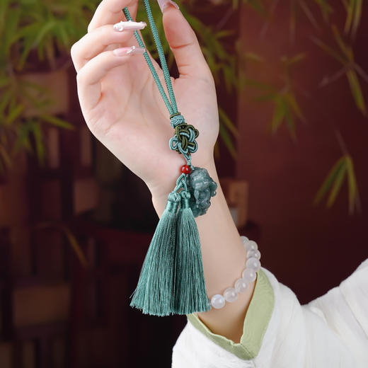 翡翠貔貅吊坠天然A货流苏挂件包挂钥匙扣装饰品 商品图2