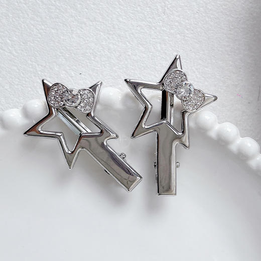 蝴蝶结星星银色对夹对装发夹-纪念日百货门店同款169447713 商品图1