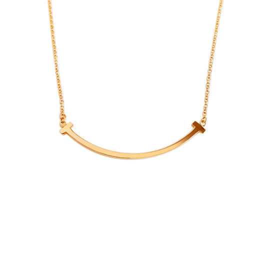 【95新】Tiffany & Co.蒂芙尼Tiffany T 系列小号玫瑰金笑脸Smile项链 链长约46cm女士120226AK34 商品图0