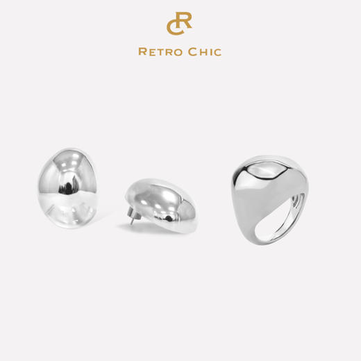 Mordern Art 现代艺术时期 | 星月圆形金/银色耳环+戒指套装 商品图1