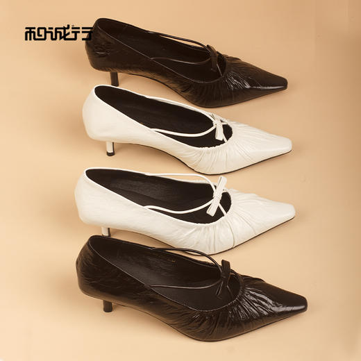 和诚行2026春季新款真皮时髦洋气舒适百搭不累脚中跟单鞋1080166 商品图2