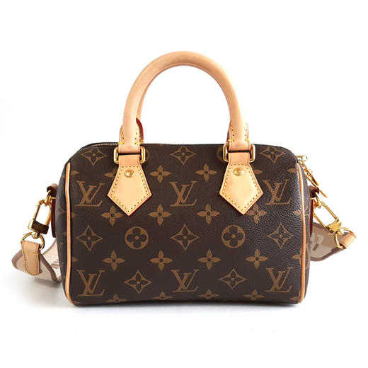 【95新】LV路易威登Speedy系列M46222老花奶茶色肩带Speedy 20手提单肩包女士090226NJS05 商品图0