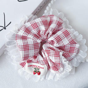 少女红格草莓蕾丝发圈发圈-纪念日百货门店同款169261118