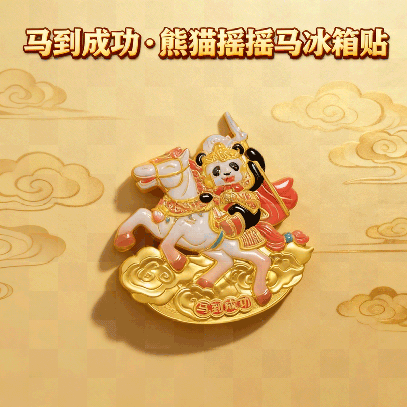 马到成功·熊猫摇摇马冰箱贴