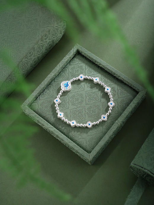 子佩集【轩畔玉兰】银S990手串手链【QFSL024】原创作品花丝珐琅彩玉兰莲2602 商品图7