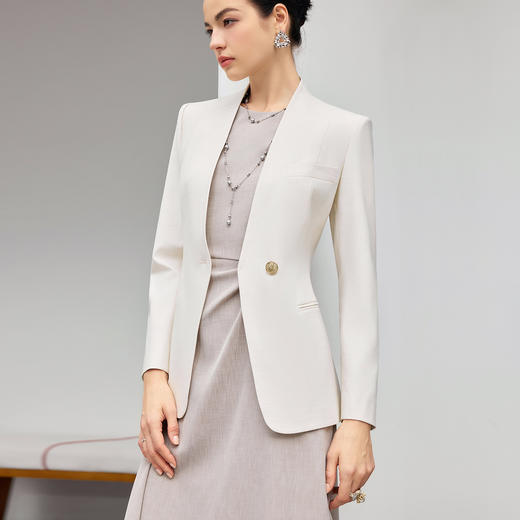 IWY/米色轻奢优雅风一粒扣米白色西装外套女职业正装高级感气质教师连衣裙工作服25CQ921 商品图2