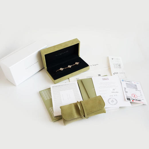 【全新】VCA梵克雅宝Vintage Alhambra系列VCARA41800 18K黄金镶白贝母四叶草白五花手链 链长约19cm120226NJS37 商品图1