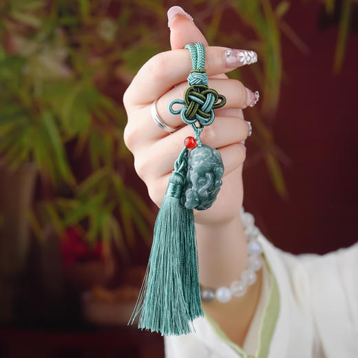翡翠貔貅吊坠天然A货流苏挂件包挂钥匙扣装饰品 商品图4