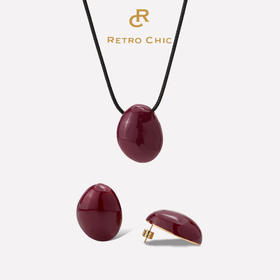 Mordern Art 现代艺术时期 | 星月圆形红色耳环+项链套装