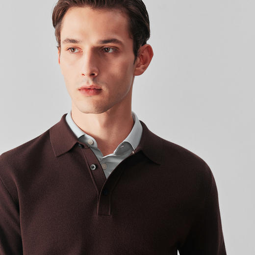 可机洗纯羊毛针织POLO衫 商品图5