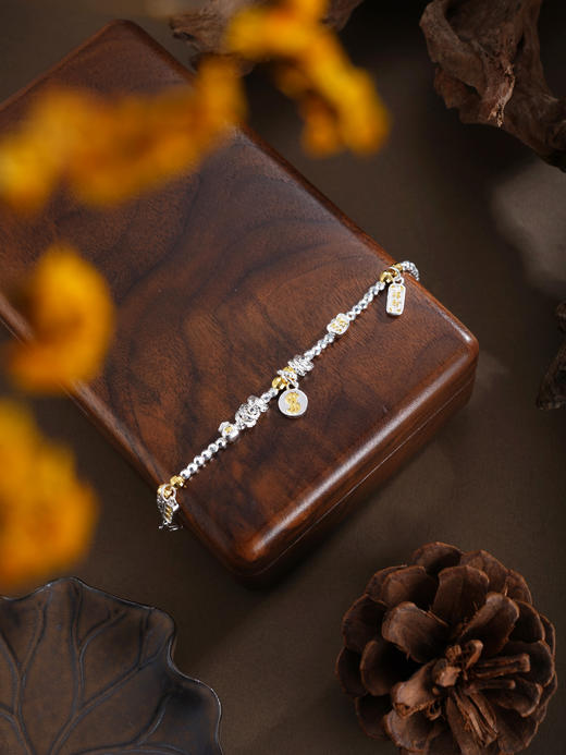 子佩集【‌‌招财聚瑞】银S999手串手链【SC001715】腰缠万贯招财纳福镀金2602 商品图4