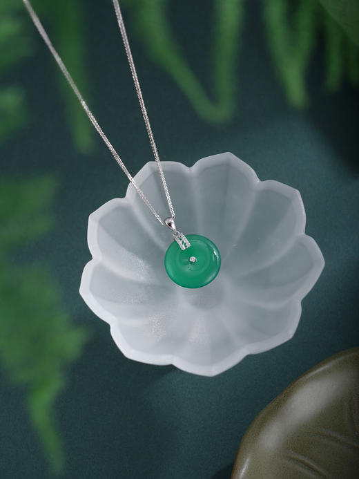 子佩集【平安福泽】银S925套链项链【TL016619】绿玉髓平安扣2602 商品图2