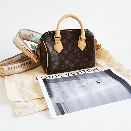 【95新】LV路易威登Speedy系列M46222老花奶茶色肩带Speedy 20手提单肩包女士090226NJS05 商品图1