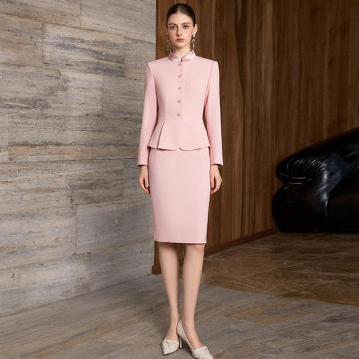 IWY/优雅气质粉色新中式假两件连衣裙女春季新款主持人上镜正装25Q912 商品图2