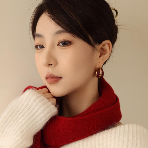 Art Nouveau新艺术时期 | 奥斯红色珐琅耳圈戒指套装 商品图4